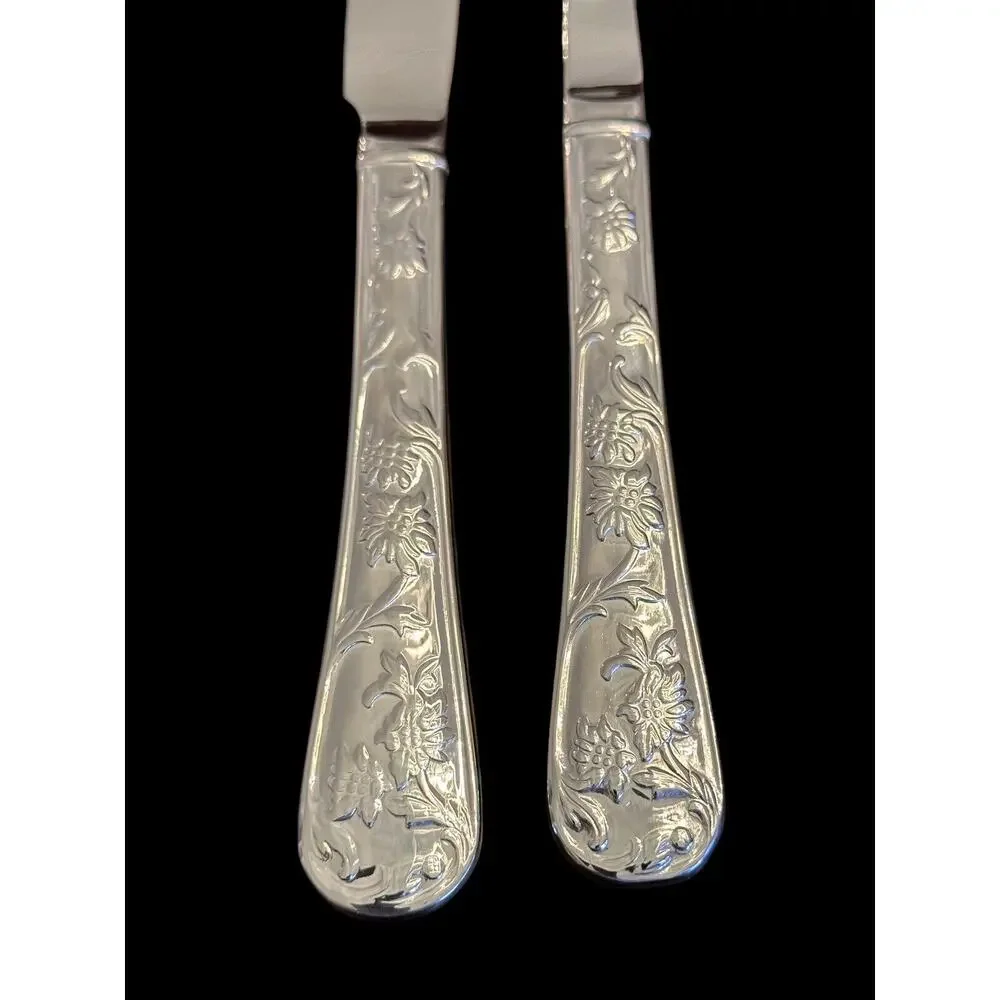 Reed & Barton Queen's Garden Small Solid 2-Pc Steak Carving Set DISCONTINUED Z